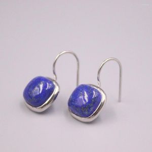 Dangle Earrings Real Silver 925 Drop For Women Female Girl Square Lapis Lazuli Korean Hook Bohemian 23 13mm