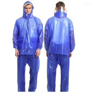 Men's Jackets Pocket With Hooded Loosen Raincoat Waterproof Raining Jacket Trousers Suit Set