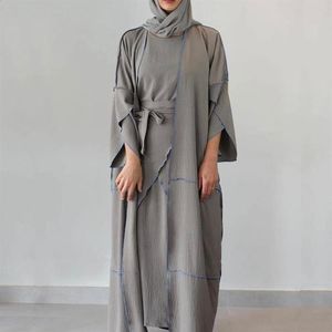 Abbigliamento etnico Donna Moda Musulmano Set 3 pezzi Abito abbinato Abito senza maniche Gonna a portafoglio Pipistrello Kimono Aperto Abaya Dubai Arab279d