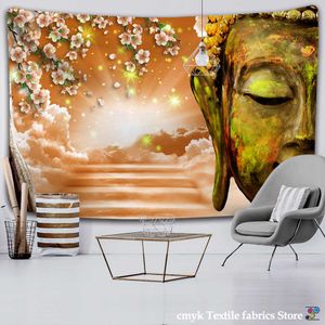 Tapestries Sakura Buddhism Tapestry Wall Hanging Boheme Mandala Tapestry 3D Home Decor Living Room Background Wall Carpet Cloth Hippie