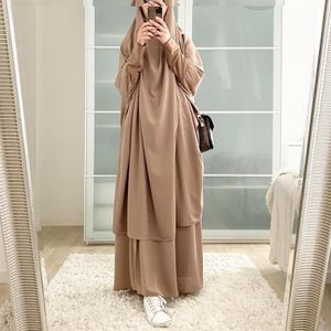 Ramadan Muzułmańska odzież modlitewna Zestaw Kobiety z kapturem Hidżab sukienka Jilbab Abaya Scirt Sets Long Khimar Djellaba Eid Suknia Islamska Niqab325y