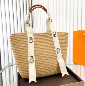 High Quality WOODY TOTE Straw Summer Beach Bag Weave Raffia Womens S Shoulder Bag Mens Designer Handbags Basket Clutch Weekend Lage Crossbody Fashion Bags