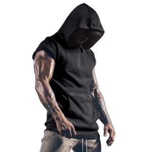 Mens Tank Tops Summer Exercise TankTop Top Hooded Tanks Gym Fitness Training Male Sleeveless TShirts Casual Solid Color Vest 230713