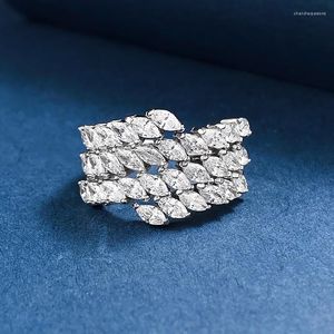 Cluster Ringe Frühling Qiaoer 925 Sterling Silber Marquise Cut Lab Saphir Edelstein Verlobung Feiner Schmuck Ehering für Frauen