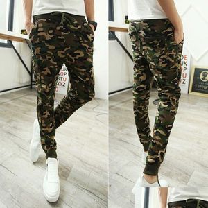 Erkekler Pantolon Camo Bol Joggers Erkek Uzun Harem Moda İnce Fit Kamuflaj Jogging Erkekler Sıradan Giyim İçin Ter Kargo Damla Teslimat Uygulaması Dhtkt