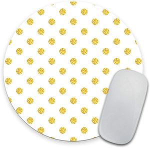 Real Gold Polka Dots Printing Pattern Round Mouse Pad Gold Foil Mouse Pad Color Computer or Office Work Station Decor 7.9 Inch