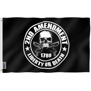 Bannière drapeaux Anley 3 x 5 pieds liberté ou mort 2e amendement 1789 drapeau – Gun crâne drapeaux 230714