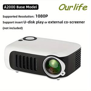 A2000 Mini Projector With Full HDMI And USB Compatibility, Small And Powerful Perfect For Home Theater