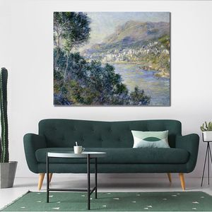 Impressionista su tela Una vista di Cape Martin Monte Carlo Claude Monet Dipinto ad olio Paesaggio fatto a mano Arredamento moderno della camera da letto