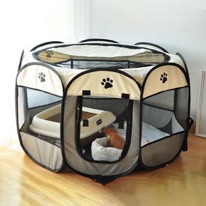 Cat Carriers Portable Foldable Pet Tent Kennel Delivery Room Octagonal Fence Puppy Shelter Easy To Use Outdoor Operation Cages Fenc