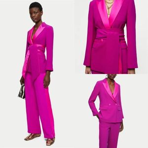 Fashion Pink Mother Of The Bride Pants Suits Double Breasted Prom Evening Dress Custom Made Wedding Guest Wear