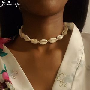 Pendanthalsband Jisensp Fashion Black Rope Chain Natural Seashell Choker Necklace Collar Shell For Summer Beach Gifts 230714