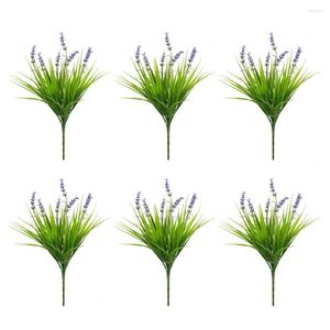 Dekorativa blommor 6st bra plast utan vattenfönster trädgård kontor uteplats hängande planter hem dekor simulerade lavendel imitation växter