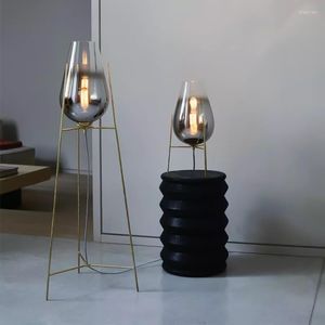 Golvlampor nordiska minimalistiska glas skugga led lampa vardagsrum hem dekor inomhus belysning hörn stående sovrum sängplats