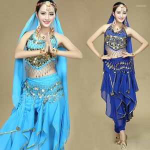 Vestuário de palco 4 pçs/conjunto traje de dança do ventre adulto traje profissional oriental roupas 4 peças conjunto de lantejoulas sutiã cinto