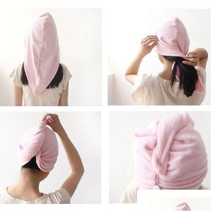 Towel Women Bathroom Hair Dry Hat Super Absorbent Quick-Drying Superfine Fiber Bath Cap Salon 62X21Cm Dbc Dh0684 Drop Delivery Home Dhg5S