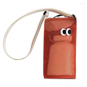 Aufbewahrungstaschen, Wasserflaschenträger mit Riemen, niedliche große Augen-Reise-Netztasche, Polyester-Krüge, Ärmelhalter für drinnen und draußen