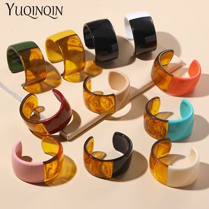 Bangle Vintage Resin Cuff Bracelet Bangles for Women Colorful Acrylic Wide Open Charms Female Simple Party Fashion Jewelry 230714