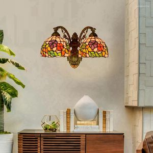 Lampa ścienna europejska retro kreatywna korytarz podwójny amerykański szklany salon