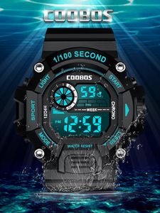 COOBOS 30M Orologio digitale impermeabile per uomo Sport Orologio da polso elettronico a LED Orologio da uomo nero blu luminoso casual reloj hombre