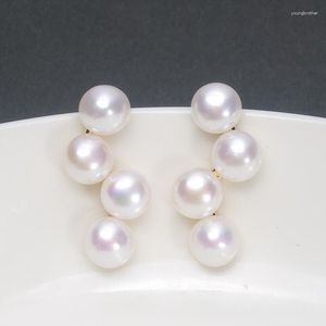 Stud Earrings Natural Freshwater Pearl 7-8MM With 925 Sterling Silver Grape Design Are Delicate And Fashionable Women's Gifts EAS