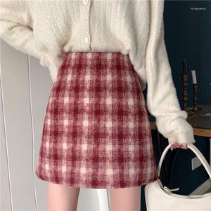 Röcke Frauen Plaid Herbst Winter Dünne Hohe Taille Mini Harajuku Mode Einfache Ästhetische Jupe Femme Hipster Streetwear Grundlegende