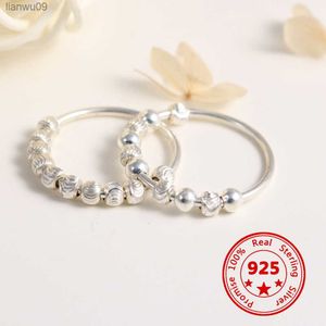 925 Sterling Silber Zappeln Perlen Ring Für Frauen Männer Frei Drehen Anti Stress Angst Ring INS Einfachen Stil Dame Mode schmuck L230704