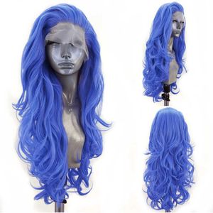 Nxy Synthetic Lace Front Wig Long Body Wave Blue Wig Resistant Heat Fiber Hair Perucas Sintéticas para Mulheres Negras Usadas Diariamente 230524