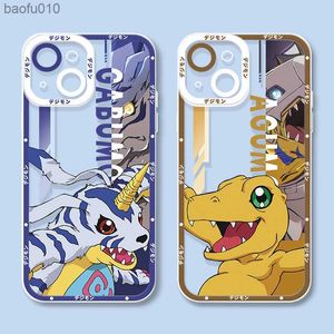 Digital Monster Digimon Soft Silicone Phone Case för iPhone 14 13 12 11 Pro Max Mini XR XS X 8 7 6 6S Plus SE 2020 Claer Cover L230619