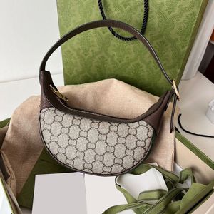 Högkvalitativ design Retro Totes Half Moon Bag Luxury Canvas Fashion Handbag Croissant Crossbody Bags Womens Purse Mens Classic Chain Underarm Shoulder Clutch Bag