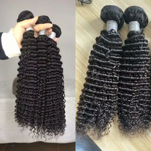 (Offerta 3 pacchi) 11A Estensioni di capelli umani non lavorati di seta dei capelli vergini di lusso peruviano indiano malese cambogiano brasiliano fasci di capelli ricci crespi