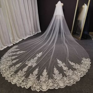 Véu de noiva 2 T Long Lace Casamento Véu de 4 metros de marfim branco Véu de noiva com pente de noivo Acessórios de casamento