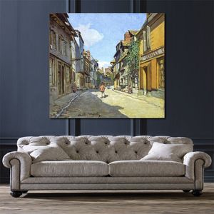 Canvas Wall Art The La Rue Bavolle at Honfleur 1864 Claude Monet Painting Handmade Oil Artwork Modern Studio Decor