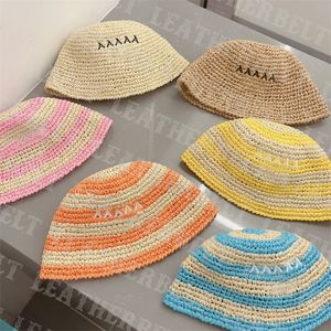 Sommarsemester Straw Hat Embrodery Letter Bucket Hat Fashion Designer Color Straw Fisherman Hat For Women Men