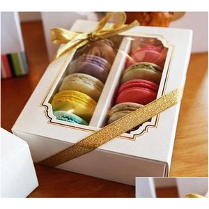 Cupcake Aron Paketleme Kutuları Düğün Partisi 5/10 Paket Kek Depolama Bisküvi Açık Pencere Kağıt Kutusu Dekorasyon Pırlatma Süsleri VT1889 DR DH1I2