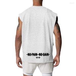 Regatas masculinas cortadas em malha superdimensionada para homens academia treino fitness secagem rápida musculação camisa sem mangas roupas esportivas da moda