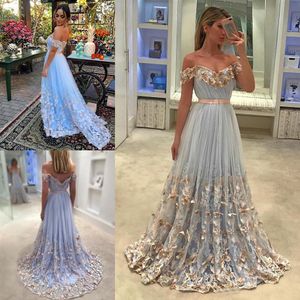 3D Butterfly Appliques Wedding Reception Dresses Off the Shoulder A-Line Formal Dress Custom Made Tulle Floor Length Bride Party G241R