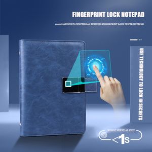 Anteckningar SMART FINGERPRINT Låsa upp laddning Notebook A5 Business Multifunktionell anteckningsblock med USB Flash Drive Gift Anpassningsbar 230713