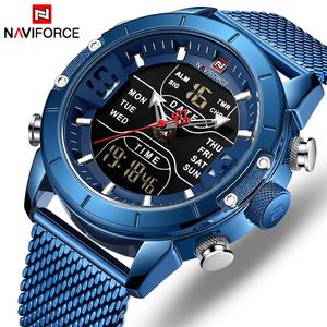 NAVIFORCE Männer Uhr Top Luxus Marke Mann Militär Sport Quarz Handgelenk Uhren Edelstahl LED Digital Uhr Relogio Masculino326C