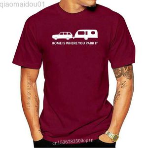 T-shirt da uomo T-shirt da uomo nuova Fashion Home Is Where You Park It Mens Funny Caravan T-Shirt Camps Holiday Caravaning Tee shirt L230713