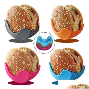 Lebensmittelsparer-Aufbewahrungsbehälter, Burger-Halter, Sile, hygienisch, wiederverwendbarer Hamburger-Sandwich-Halter, verhindert das Auseinanderfallen, M Dhgpn