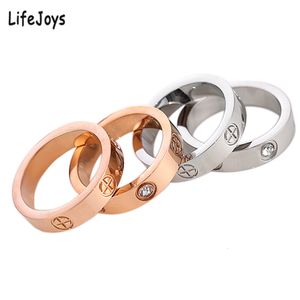 Wedding Rings Screw Zircon Stainless Steel Love Ring Luxury Brand Jewelry Phillips for Women Nail Shape Rose Gold Silver Color Size 410 230714