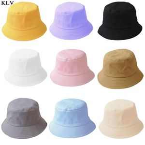 Koreanische Erwachsene Kinder Sommer Faltbare Eimer Hut Einfarbig Hip Hop Breite Krempe Strand UV Schutz Runde Top Sonnencreme Fischer cap299h