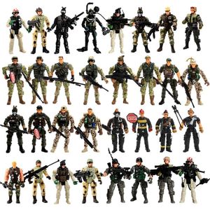 Militära figurer Viikondo Action Figure Army Men Toy Soldier Militär 1/18 US Special Force Elite Swat Team Brandman 4 tum brandmän Boy's Gift 230714