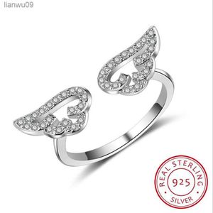 Lovers Angel Wings Ring 925 Sterling Silver Aaaaa Zirconia Engagement Wedding Band Rings For Women Party Jewelry Gift L230704