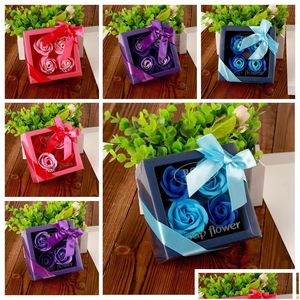 Party Favor Mothers Day Soap Flower Creative High Grade Box Packed Artificial Roses Romantic Valentines Gift Birthday Wedding Flower Dhmmn