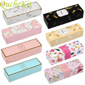 Gift Wrap 20pcs Rectangular Marbling Cardboard Box Black Plume Paper Packaging Boxes Chirstmas Thank You Cake Chocolate 230713