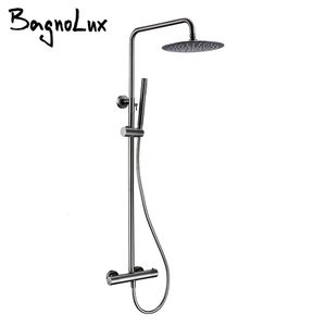 Bathroom Sink Faucets Thermostat Shower Set Mixer Tap Thermostatic Faucet Wall Mount Arm Diverter With Handheld Spray Rain Head 230713