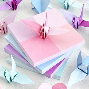 Verpackungspapier, 400 Stück, gemischte Farben, quadratisches Gitter, Origami, kleines frisches Kindergarten-Büttenpapier, DIY tausend Papierkranich, Farbpapier, Großhandel 230714