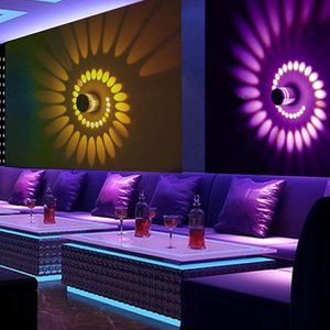 RGB Spiral Hole Led Wall Lamp 3W Dimmable Spiral Lamp With Remote Control Surface Install Mini Light For Game Room Bar RW245231A